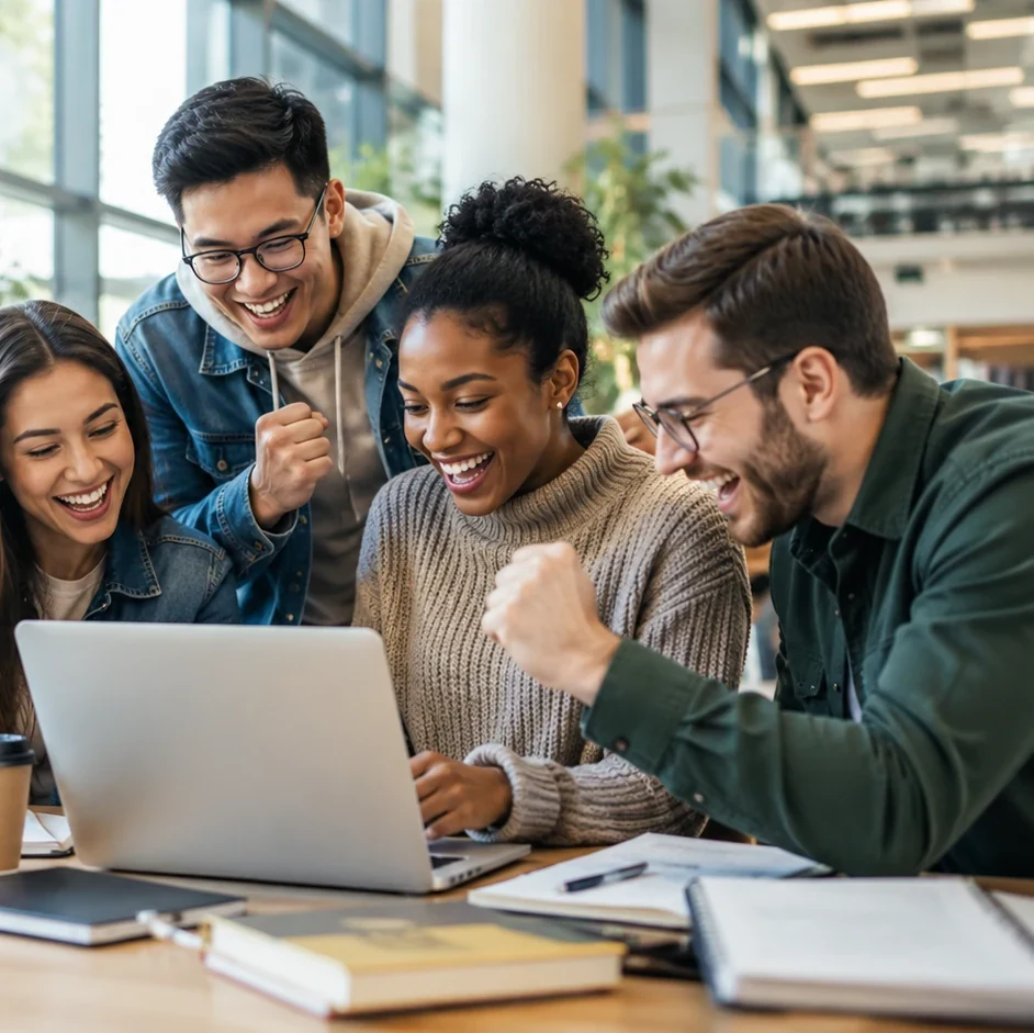 Students exploring education options together